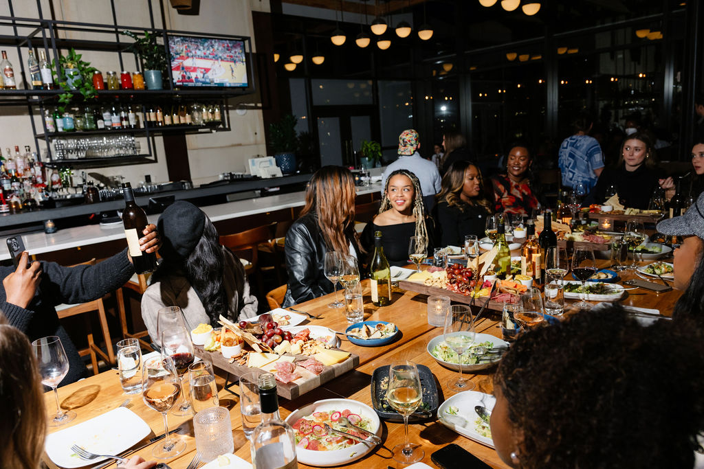 a large group at district winery