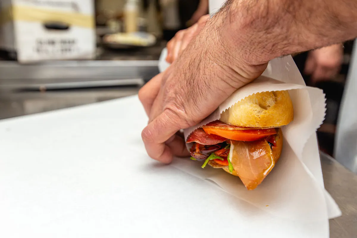 a sandwich cut in half on a plate