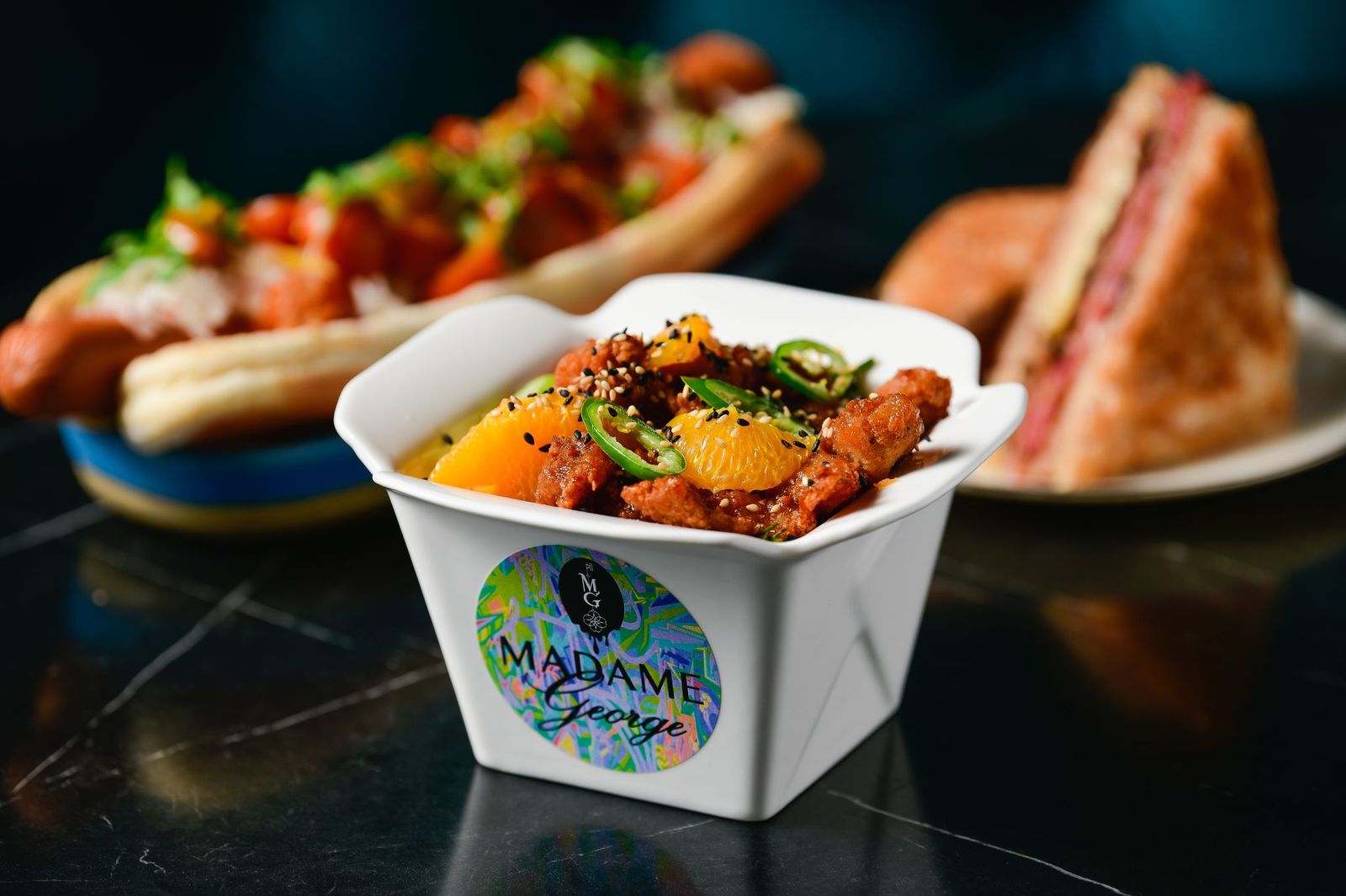 a tray of food on a plate