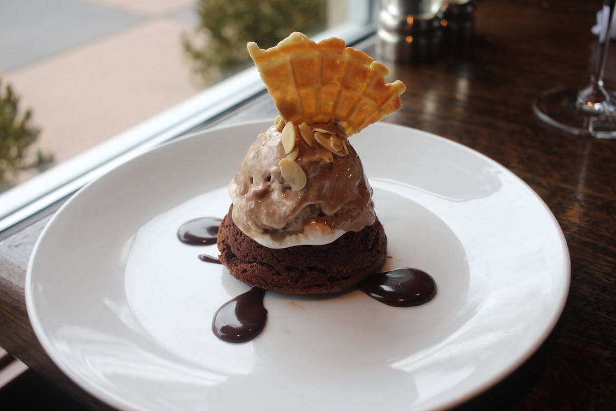 ice cream on a white plate