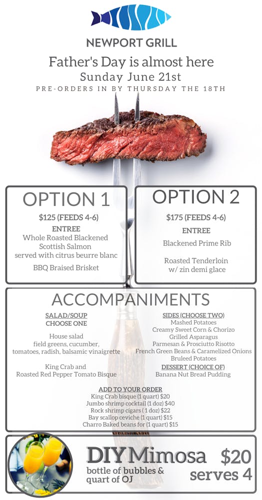 Menus Newport Grill Finedinning restaurant specializing in fresh