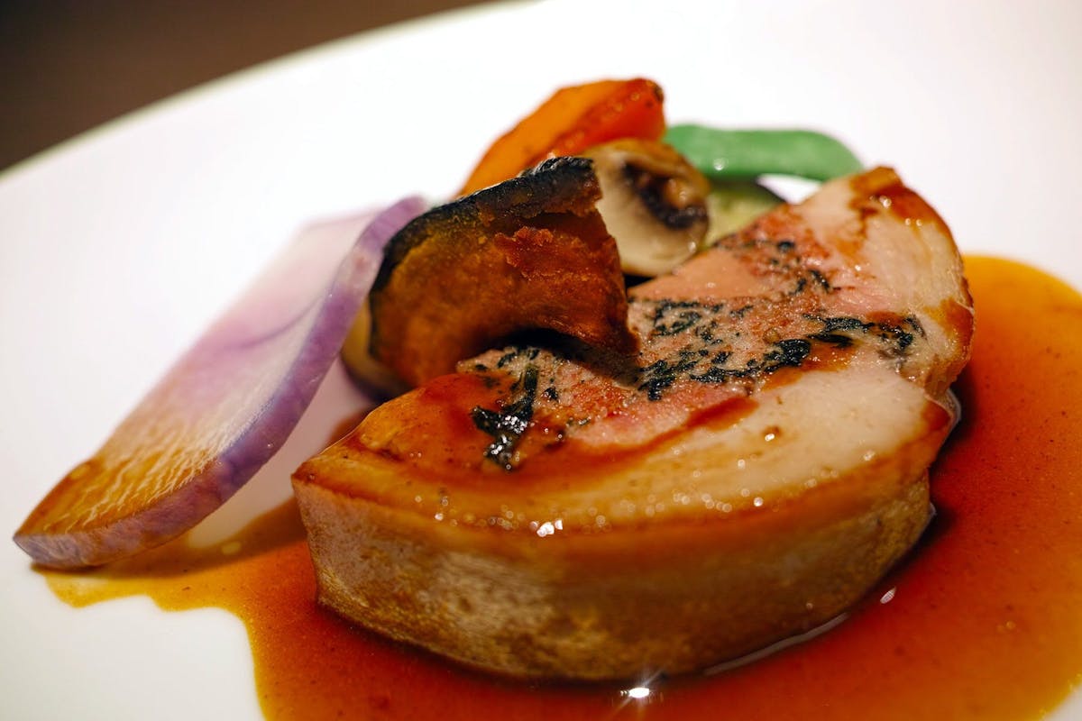 a plate with meat and vegetables