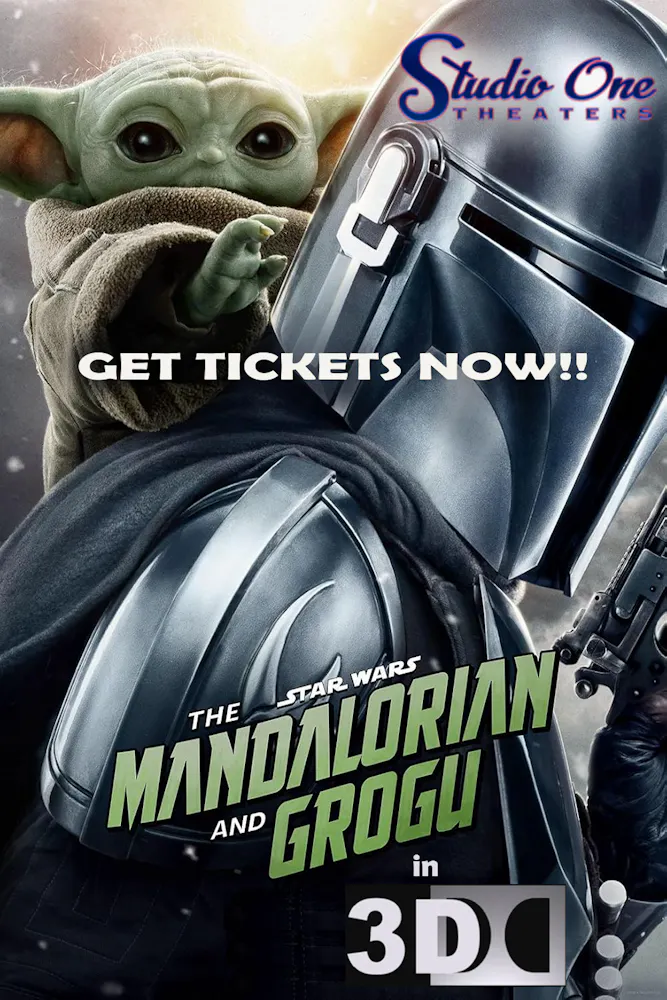 a movie poster of a baby yoda holding a gun