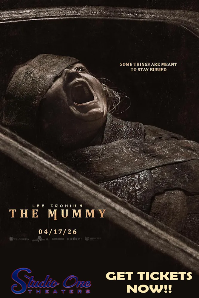 a movie poster of a man with his mouth open