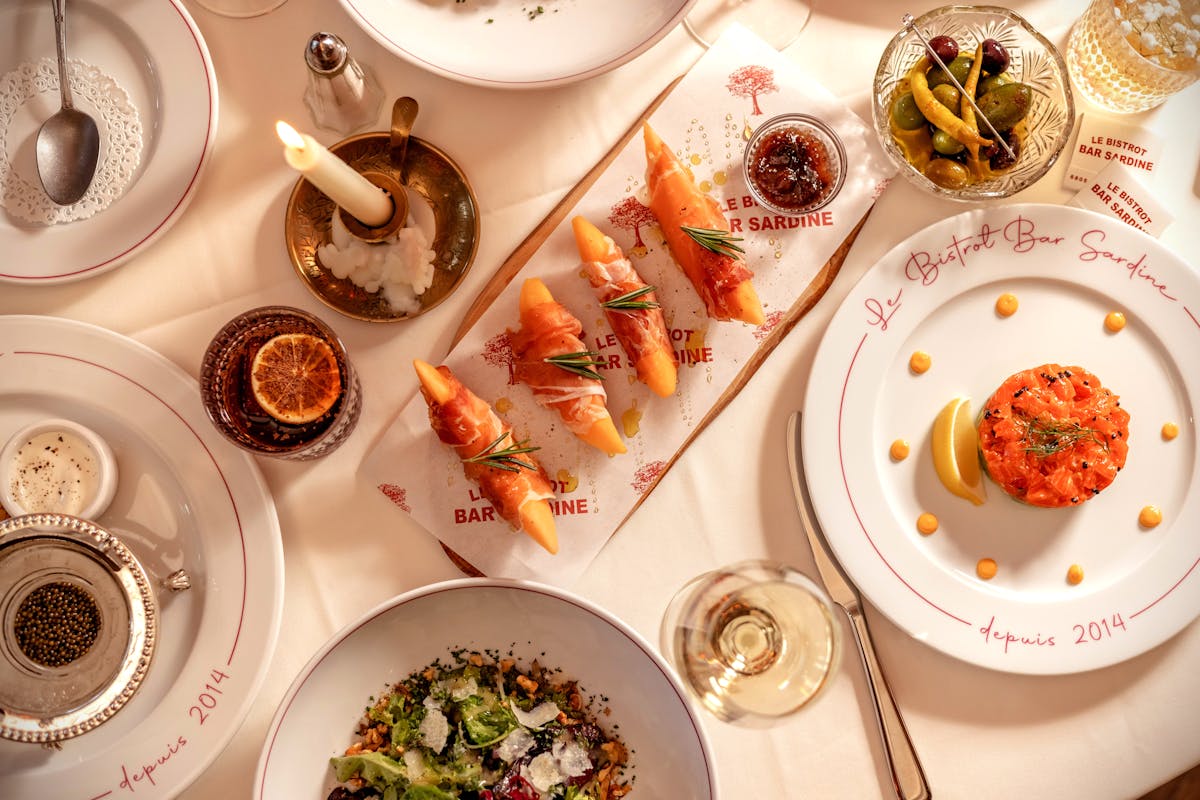 a table with food
