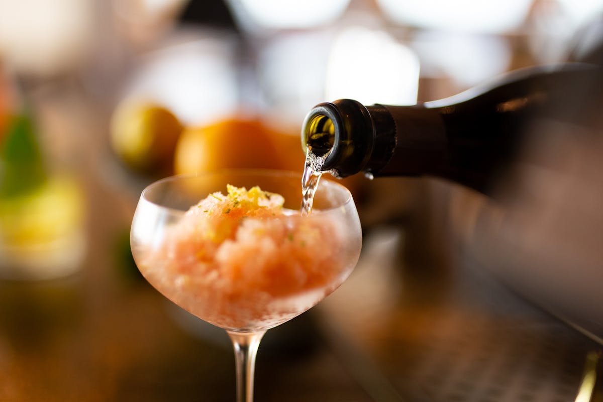 a close up of a wine glass