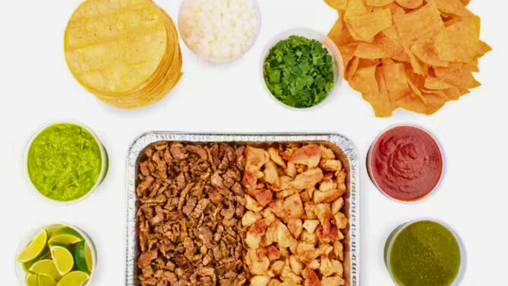 Steak, chicken, tortillas, chips and guacamole prepared for Mexican food catering near Washington, Long Beach CA.