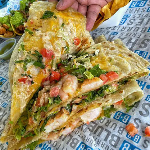 Blue Burro offers the best quesadillas near Bellflower Blvd & E 7th St, Long Beach CA.