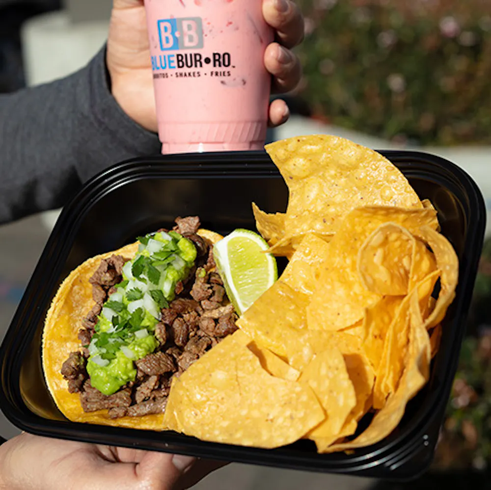 Blue Burro preparing food and drinks for carne asada taco delivery near College Estates, Long Beach CA.