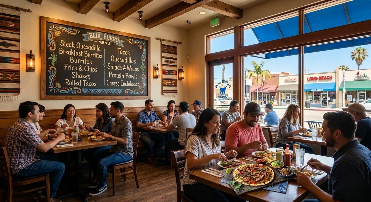 Blue Burro restaurant in Long Beach — best steak quesadilla spot serving authentic Mexican cuisine