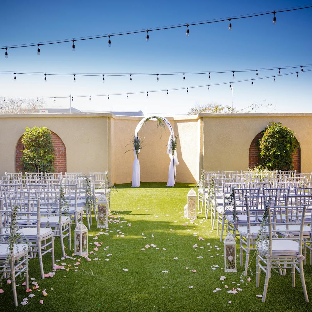 An outdoor wedding ceremony