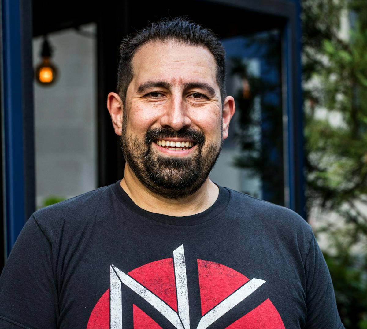 a man looking at the camera