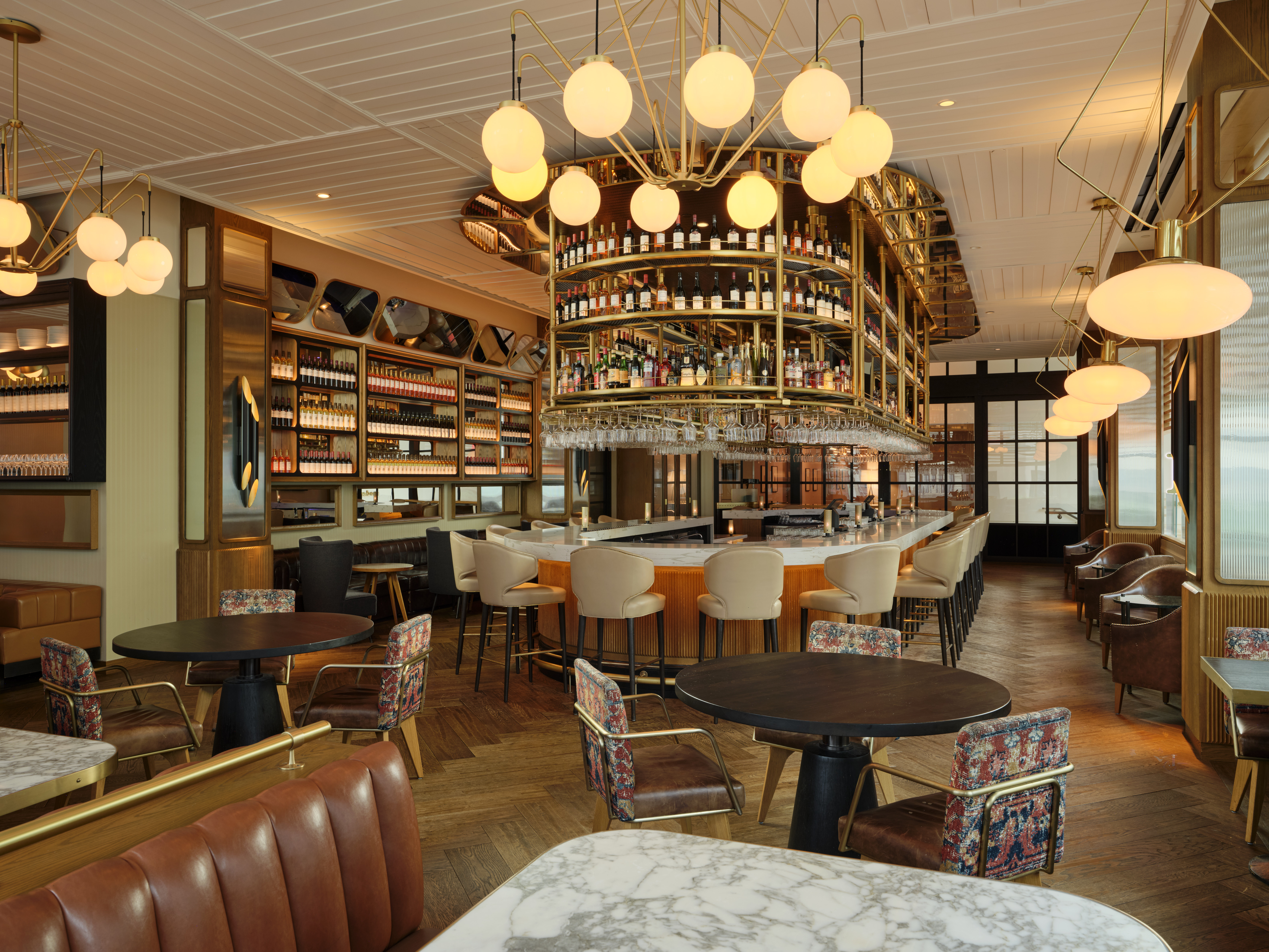 a restaurant with tables and chairs
