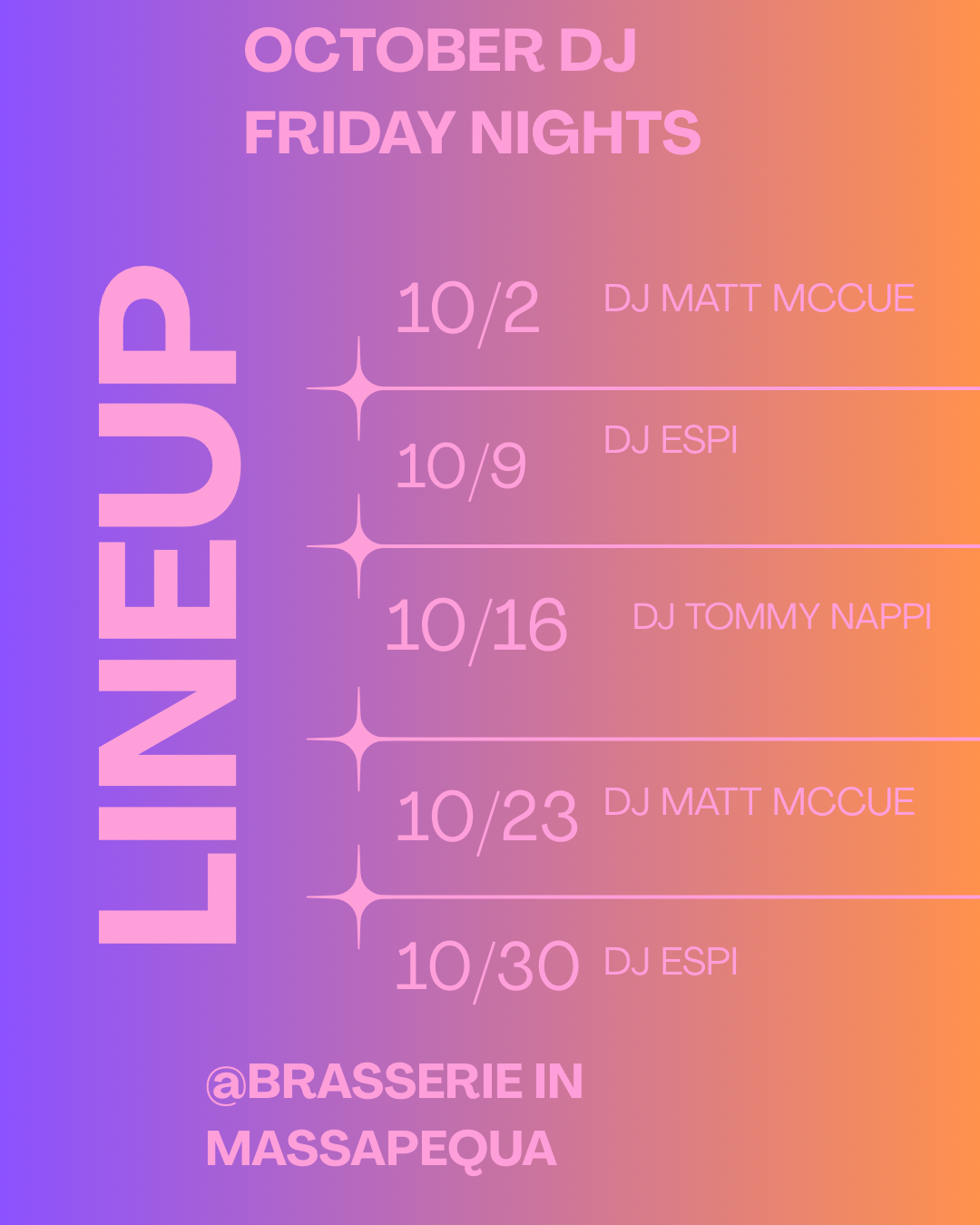 a purple and orange background with white text