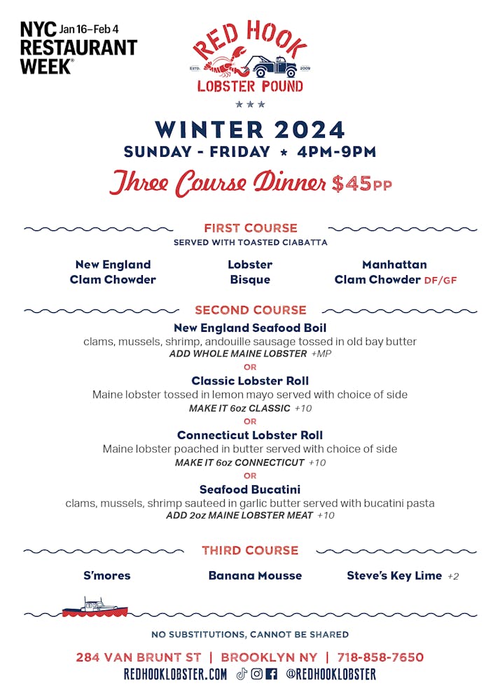 NYC Restaurant Week 2024 Red Hook Lobster Pound Seafood Restaurant