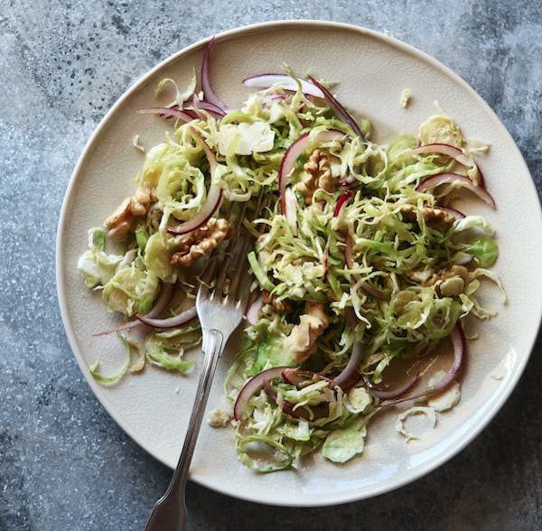 Shaved Brussel Sprouts on Plate