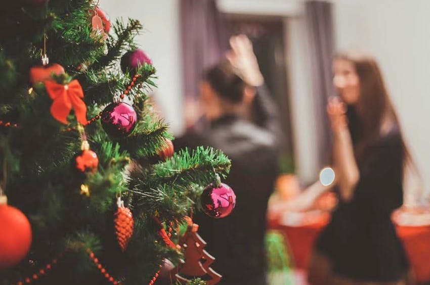 Close up of Christmas Tree and Ornaments