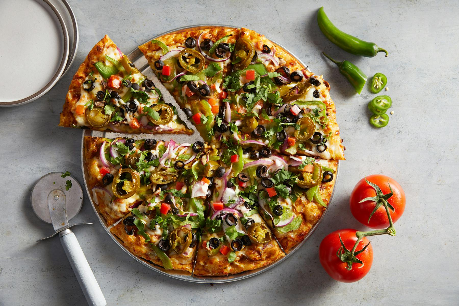 a pizza on top of of a table