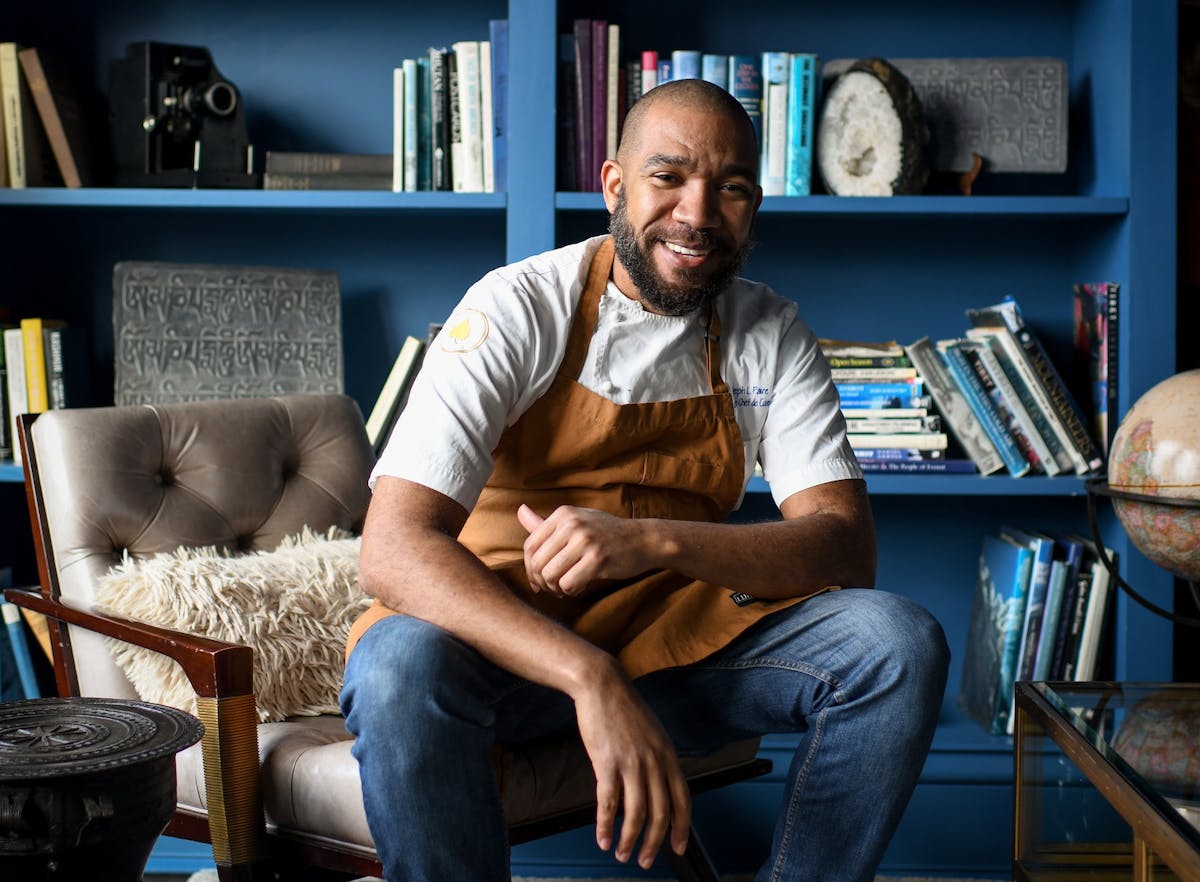 a man sitting on a table