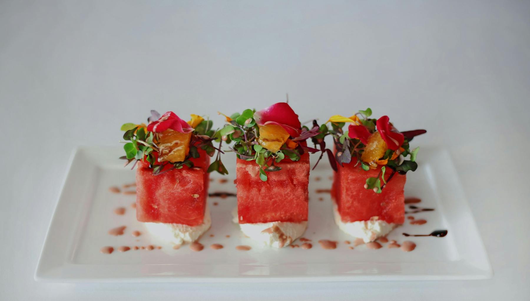 a dish with watermelon
