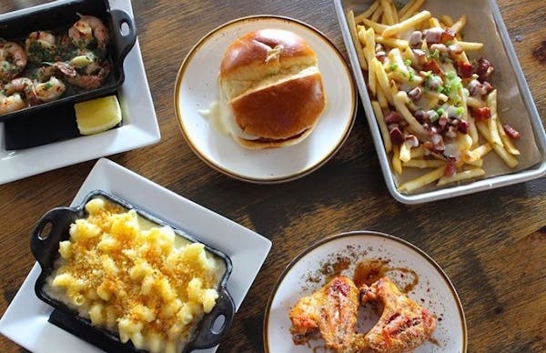 a bunch of food on a plate on a table