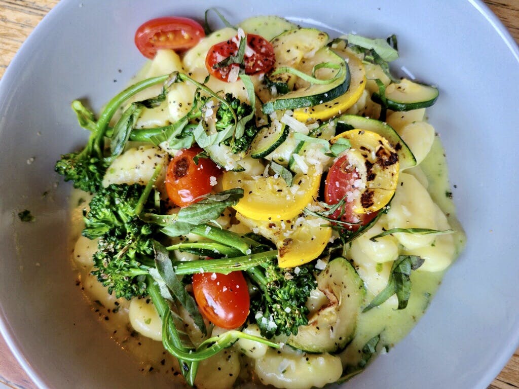 a plate of food with broccoli