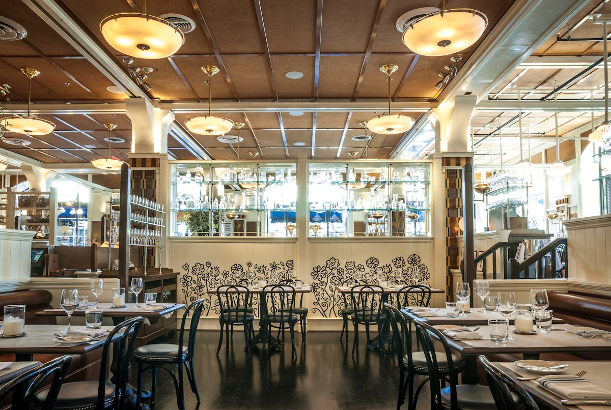 a dining room table in a restaurant