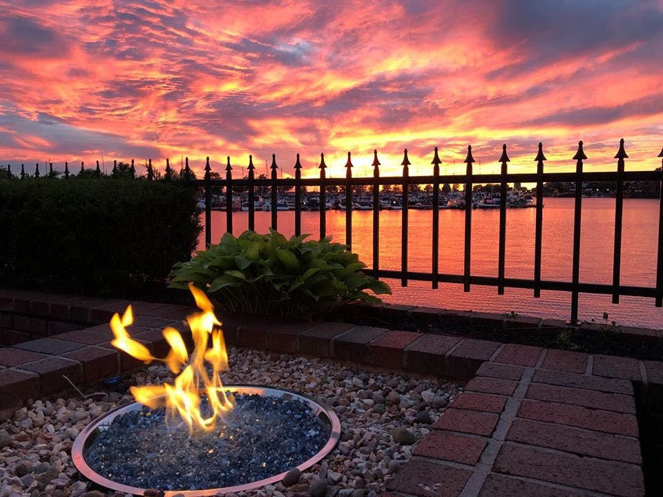 a fire put during sunset