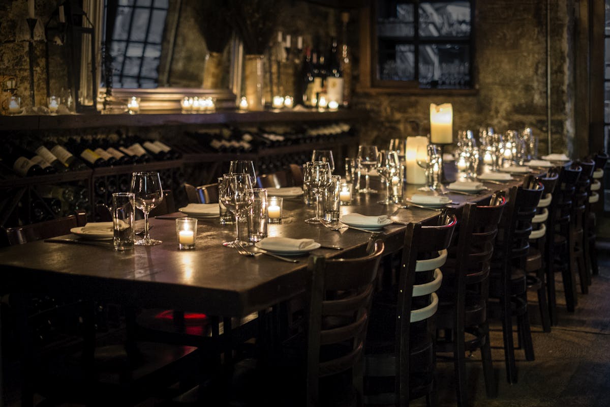 a dining table in a restaurant