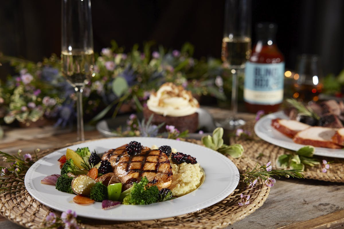a table topped with plates of food on a plate