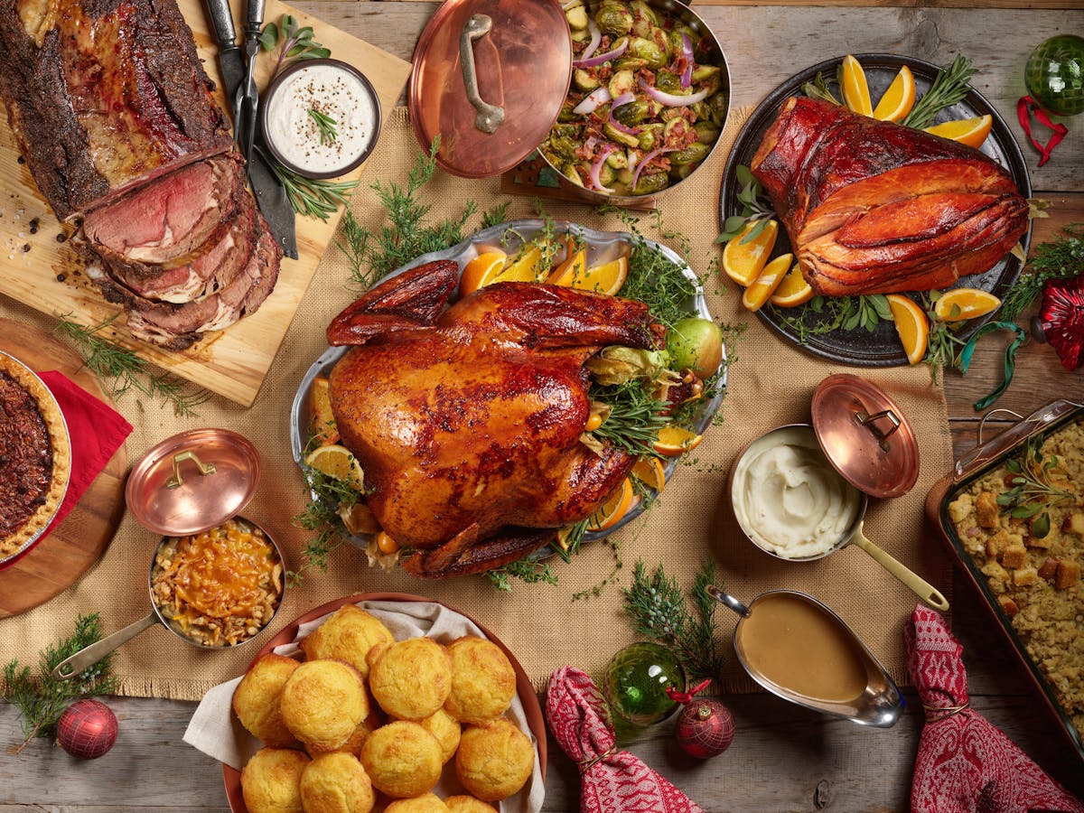 table scape of Christmas food