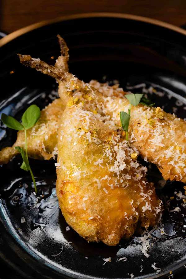 Stuffed squash blossom with ricotta and fennel pollen from the Miami Spice menu at Casa Gianna