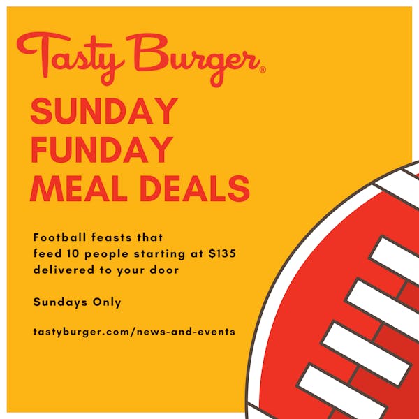 a drawing of a football with sunday funday meal deals text