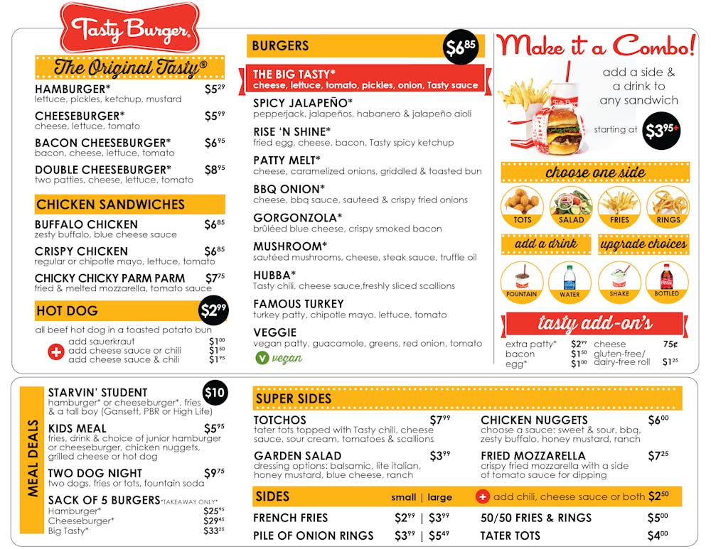 Menu Tasty Burger Menu Tasty Burger