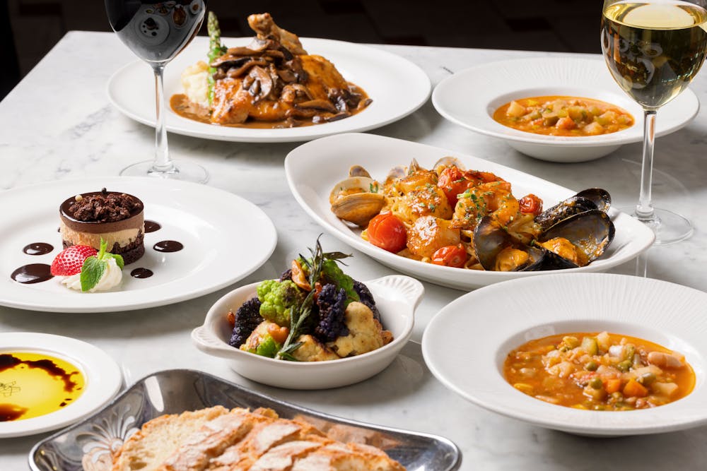 a table topped with different types of food on a plate