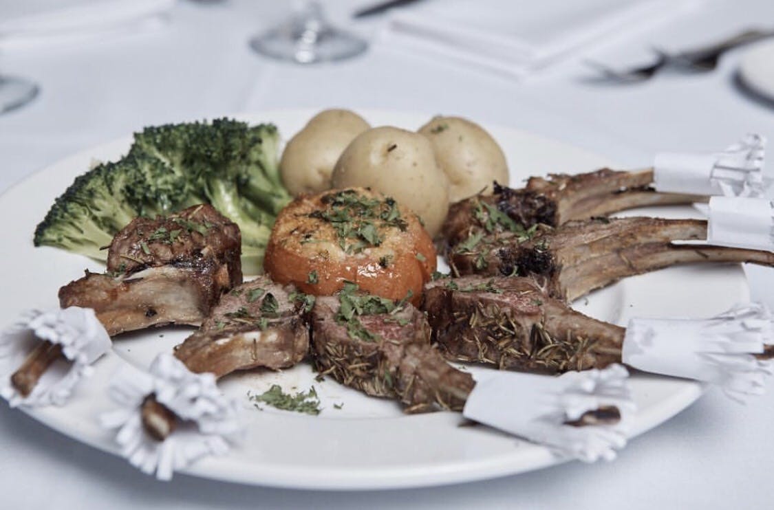 a plate of steak and potatoes