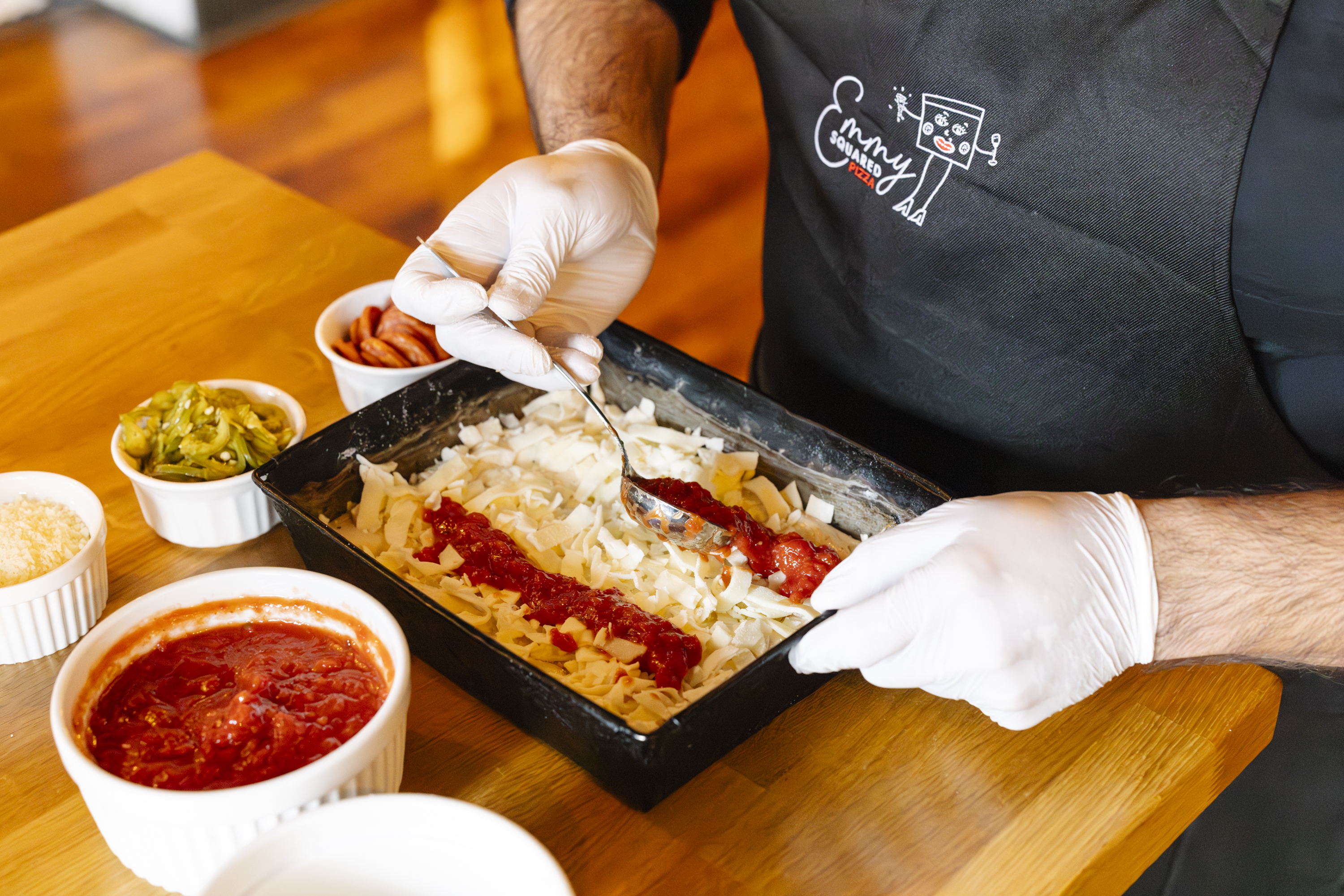 a close up of a person preparing food