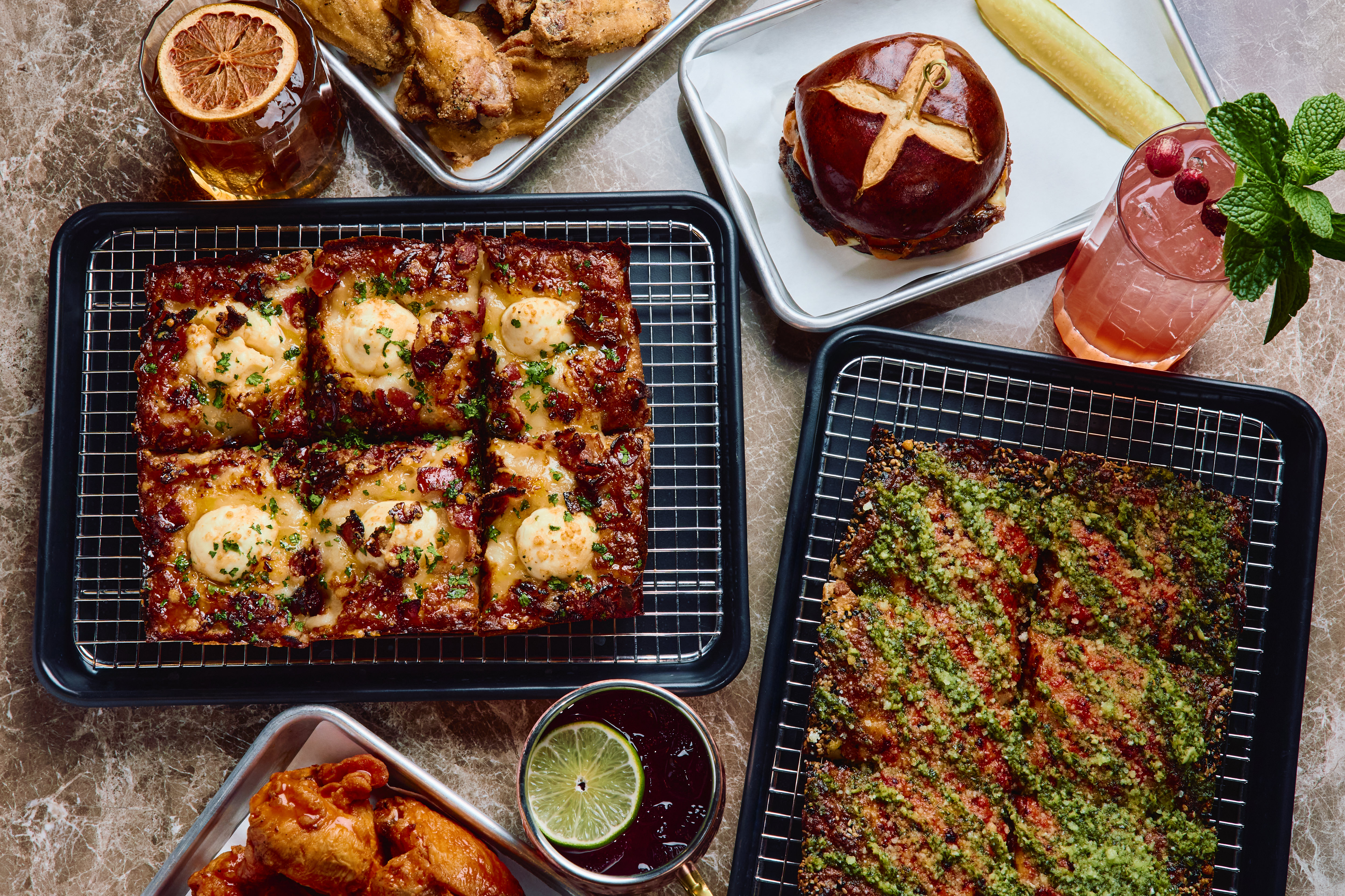 a bunch of food sitting on a table