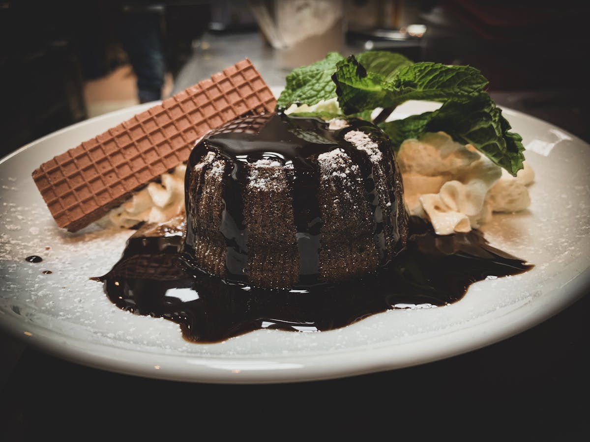 a piece of chocolate cake on a plate