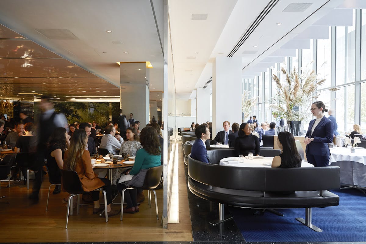 The view of The Modern, highlighting two distinct spaces: the casual Bar Room, and the tasting-menu-only Modern