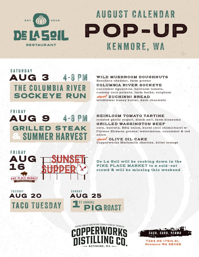 Events De La Soil Restaurant in Kenmore, WA