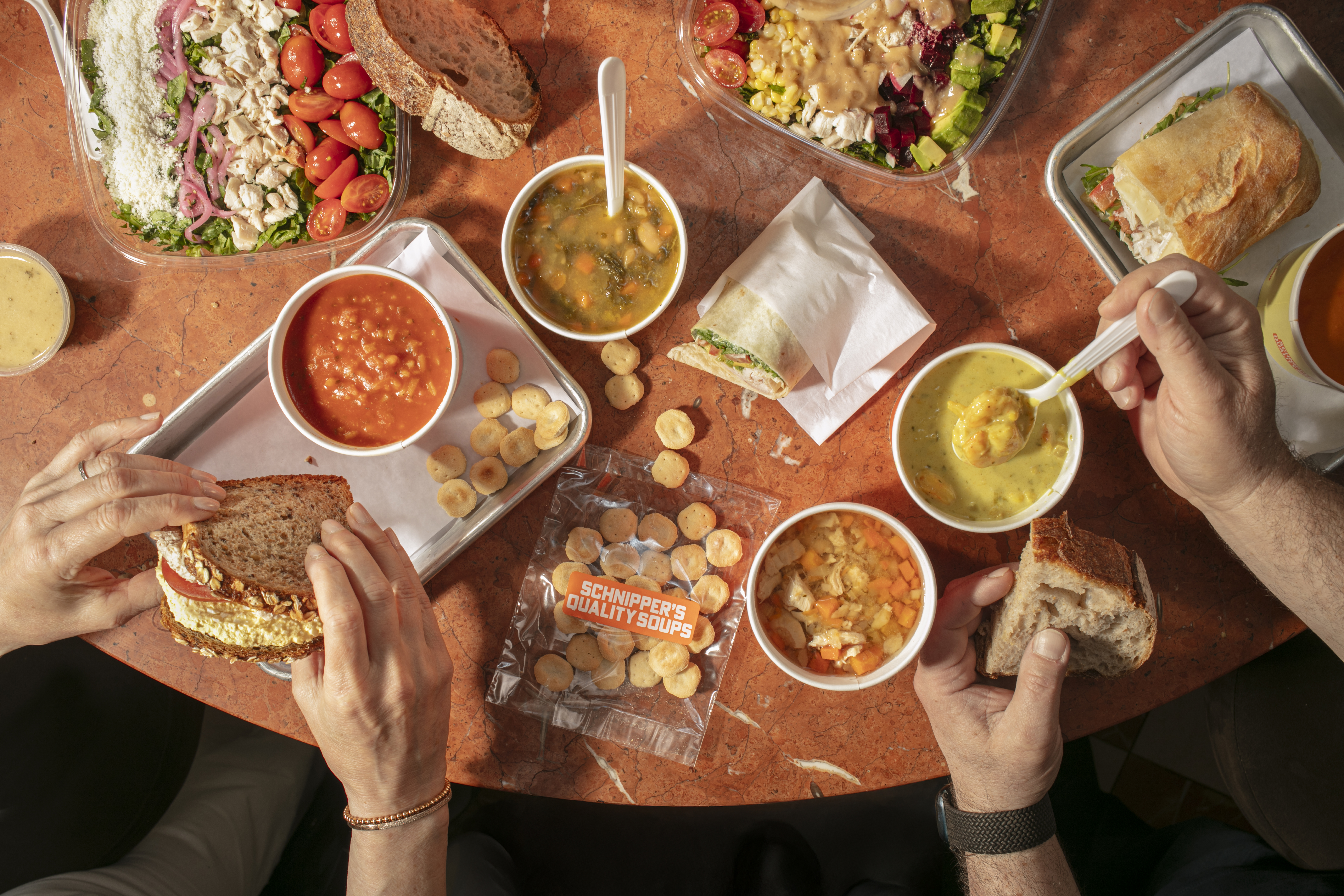 a bunch of food sitting on a table