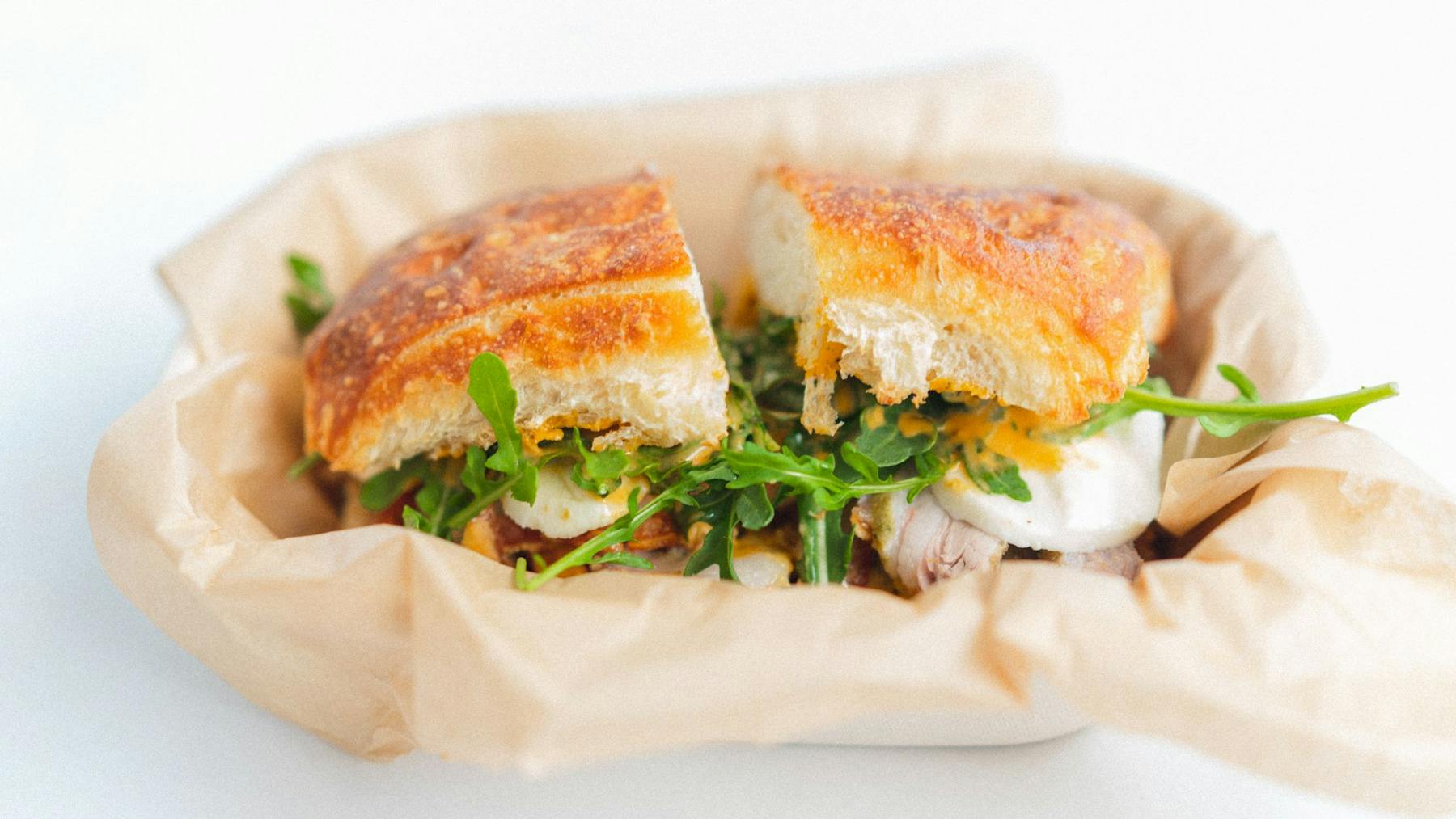 a sandwich cut in half