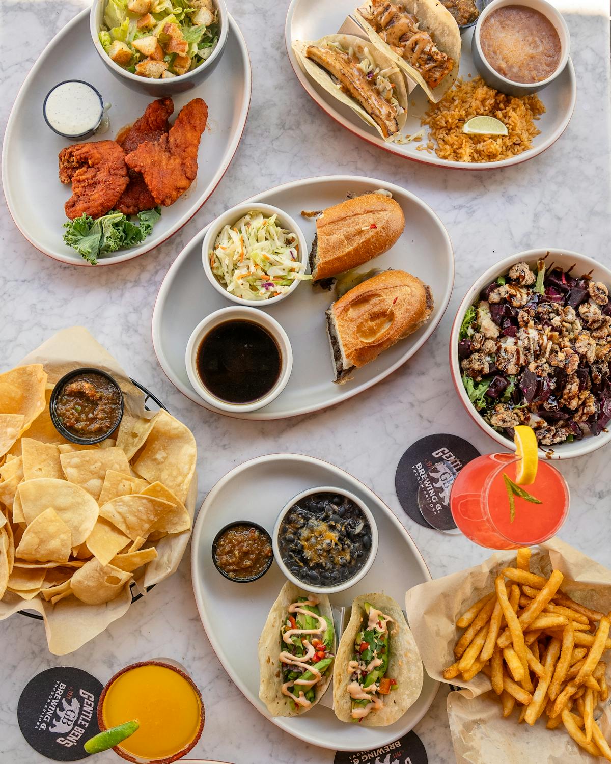 many different types of food on a table