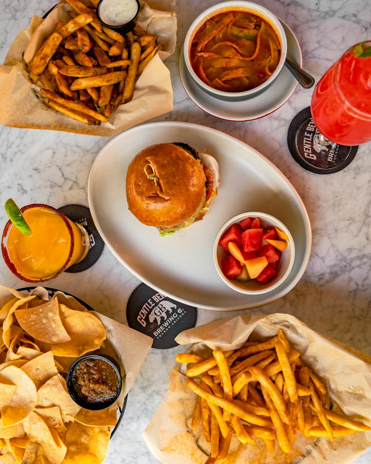 a variety of food on a table