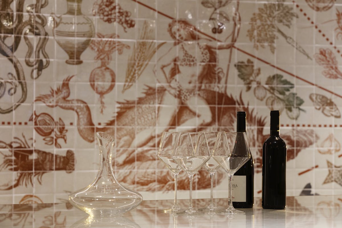 a table with wine glasses