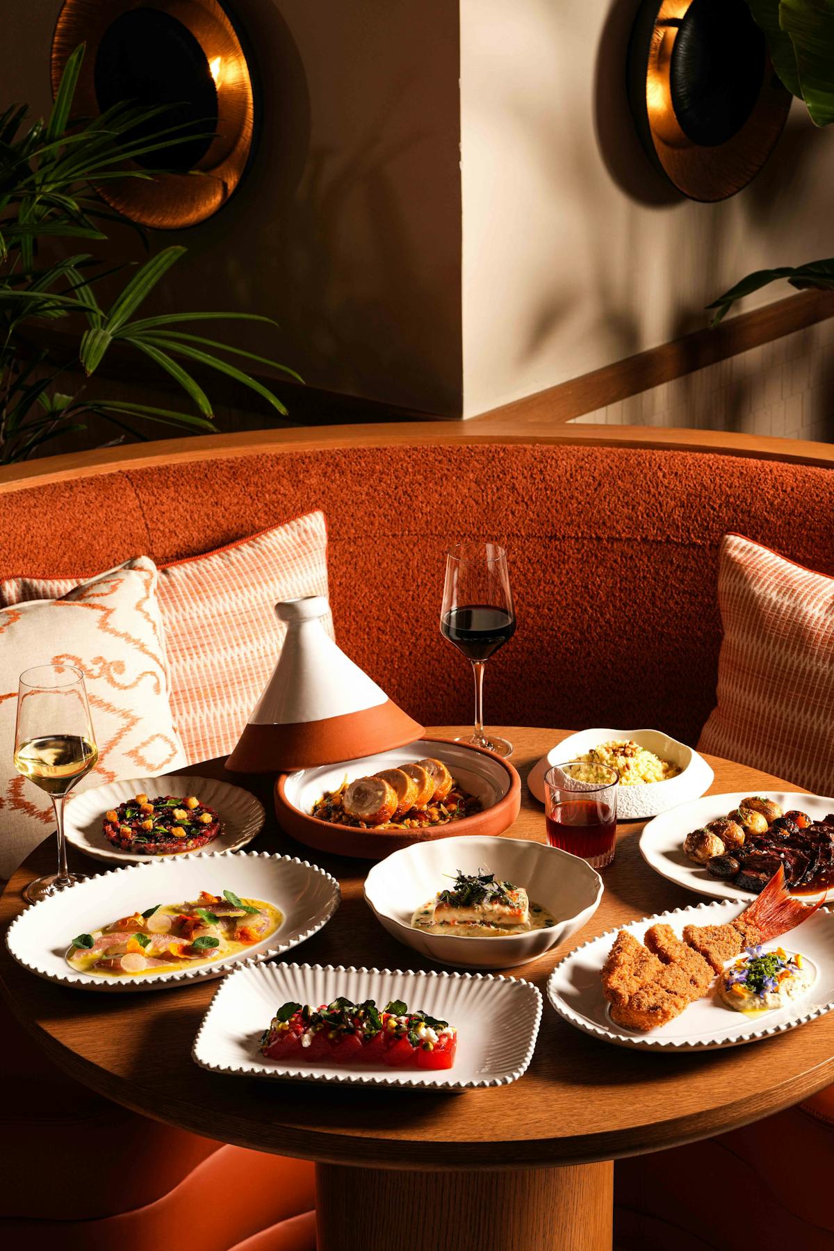 a table topped with plates of food on a plate