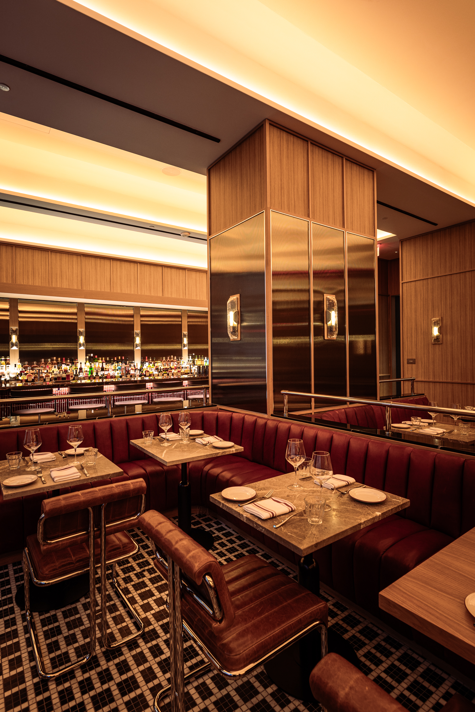 a restaurant with tables and chairs