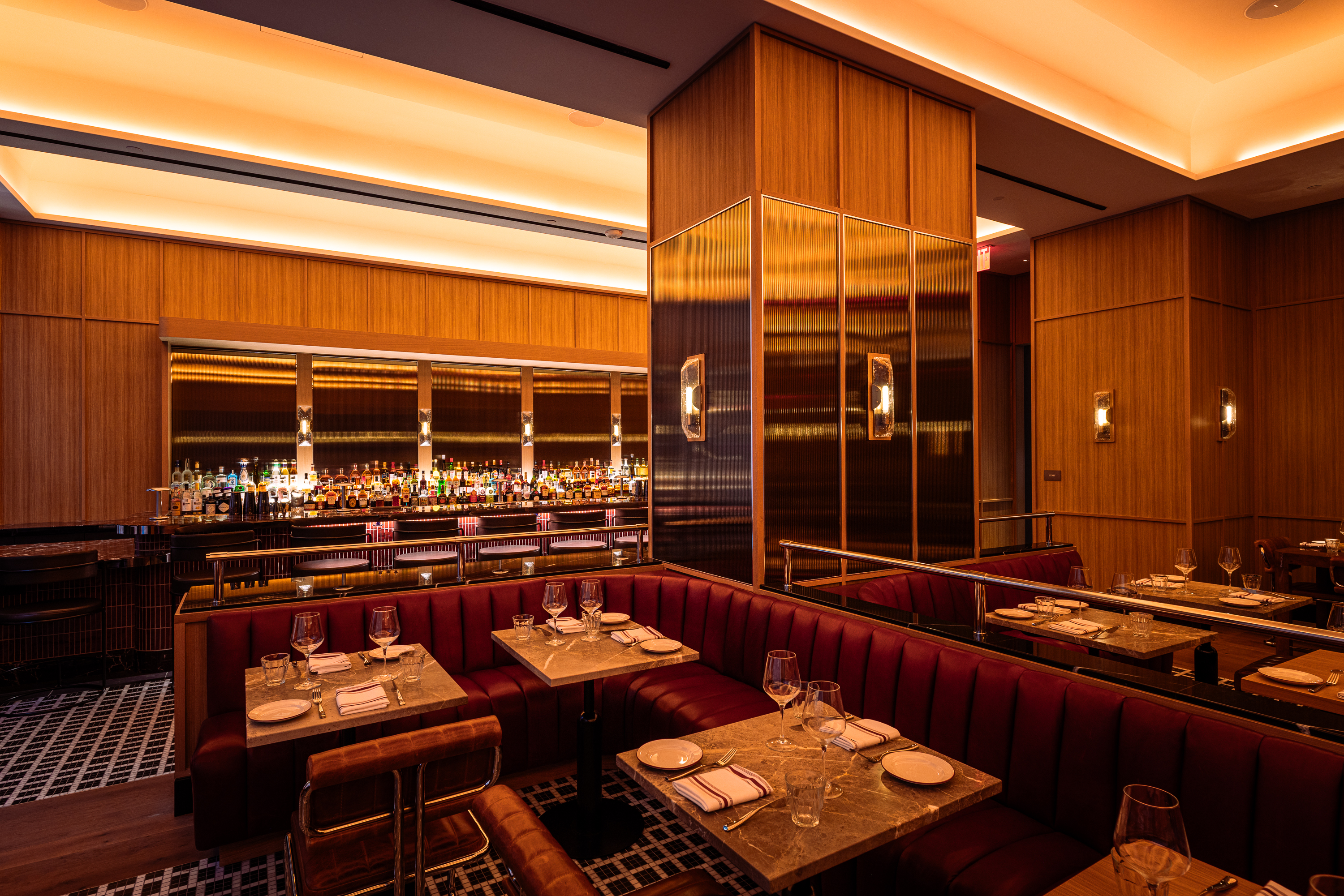 a restaurant with tables and chairs