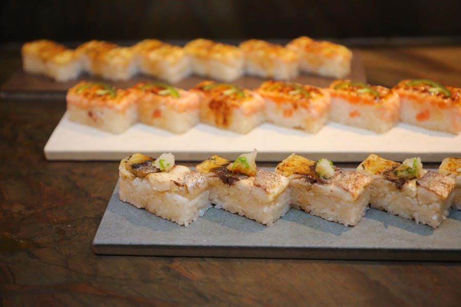 a tray of food on a table